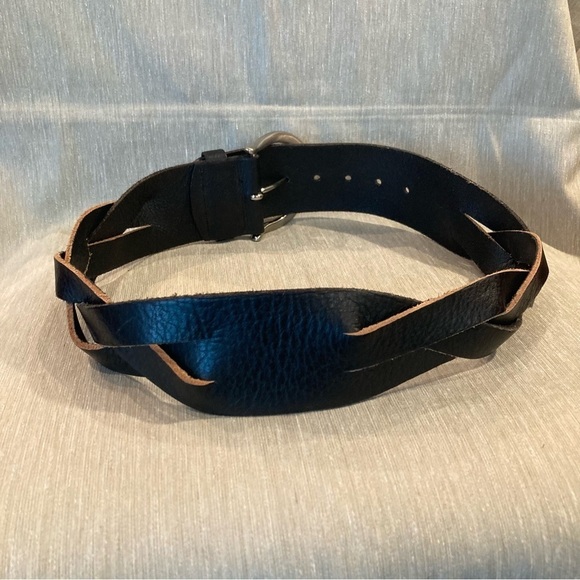 DANIER Sz S Leather Partly Braided Silver Toned Buckle - Picture 4 of 10